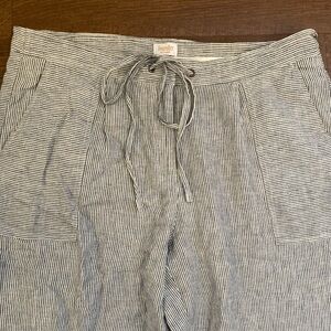Laundry By Shelli Segal Wide Leg Navy/White Striped Linen-Blend Pants Women’s 12